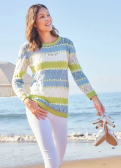 Pullover in Ajour-Strukturmix
