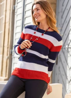 Pullover in Blockringelmuster