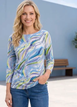 Pullover in Feinstrick mit Alloverdruck