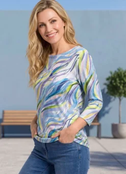 Pullover in Feinstrick mit Alloverdruck