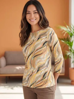 Pullover in Feinstrick mit Alloverdruck