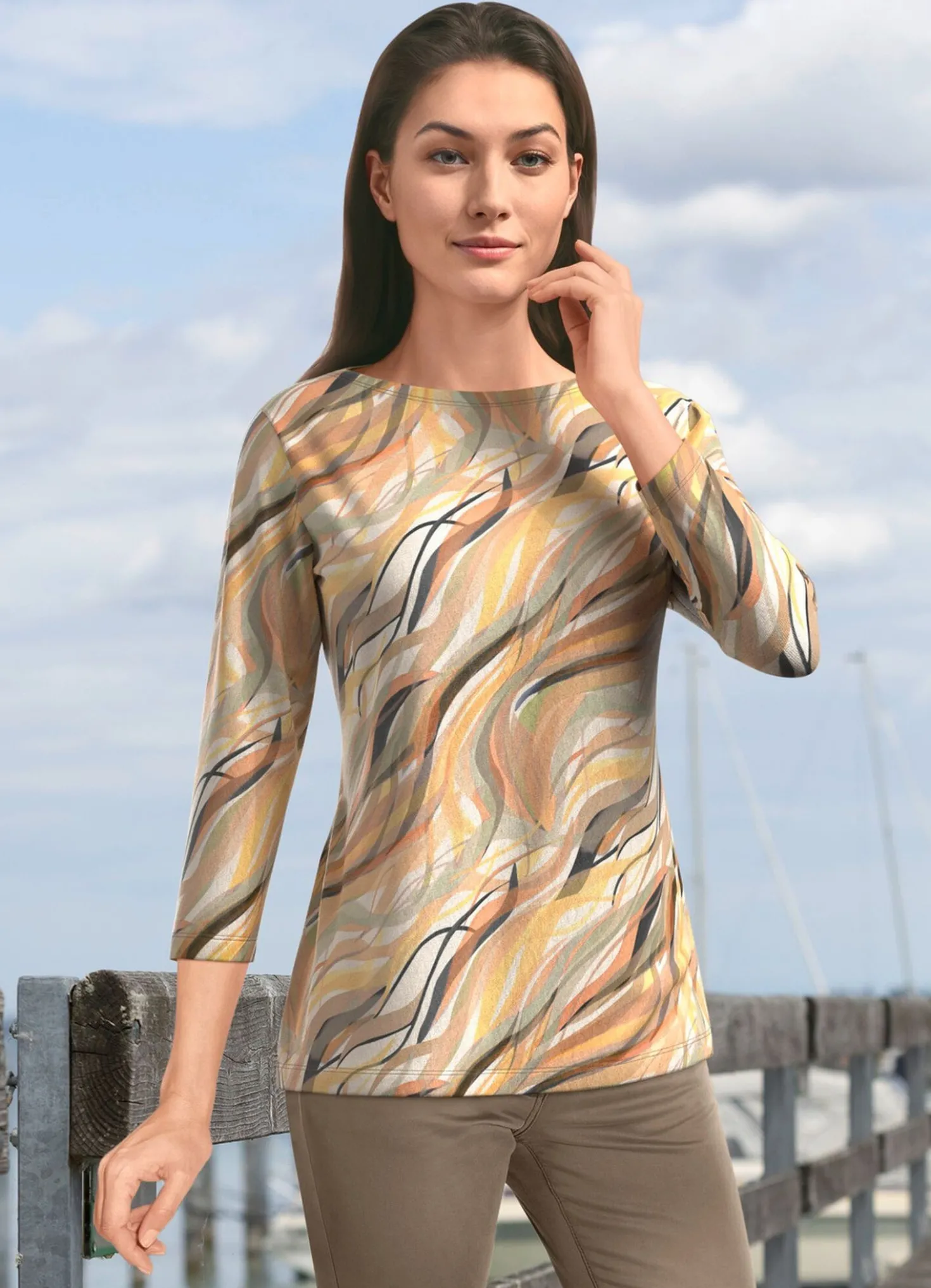 Pullover in Feinstrick mit Alloverdruck