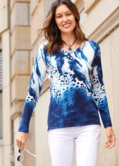 Pullover in Feinstrick mit Tierfellmuster