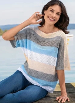 Pullover in Garnmix mit Glanzeffekt