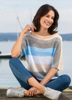 Pullover in Garnmix mit Glanzeffekt