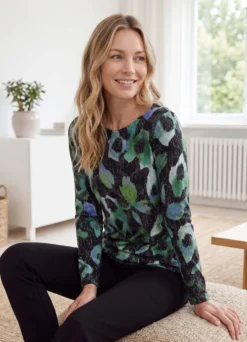 Pullover in Jacquard-Feinstrick mit edlem Glanzfaden