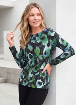 Pullover in Jacquard-Feinstrick mit edlem Glanzfaden