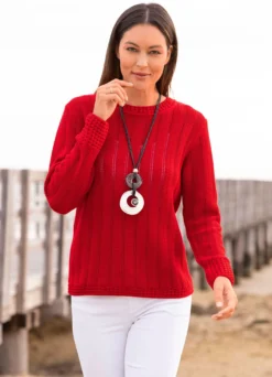 Pullover mit Ajourstreifen