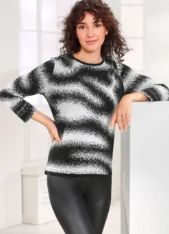 Pullover mit Allovermuster in Sprühoptik