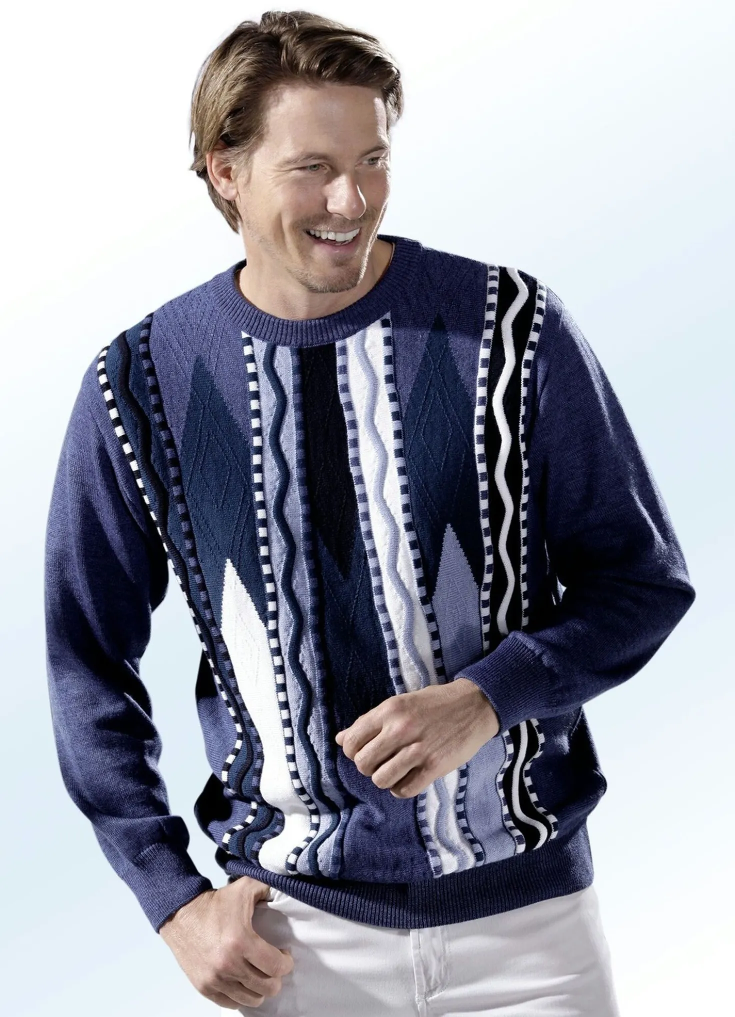 Pullover mit aufwendigem Intarsien-Dessin