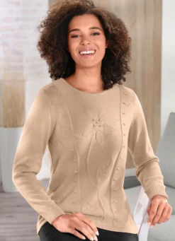 Pullover mit aufwendiger Strukturblüte