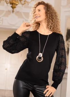 Pullover mit Chiffon-Ärmeln
