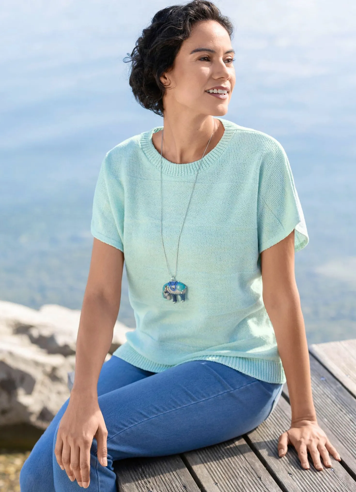 Pullover mit feinem Blockringeldessin