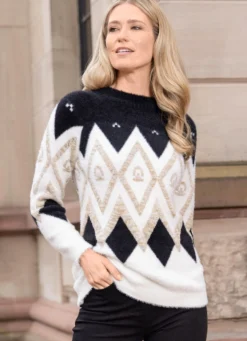Pullover mit flauschigem Effektgarn