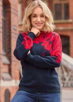 Pullover mit floralen Jacquardakzenten
