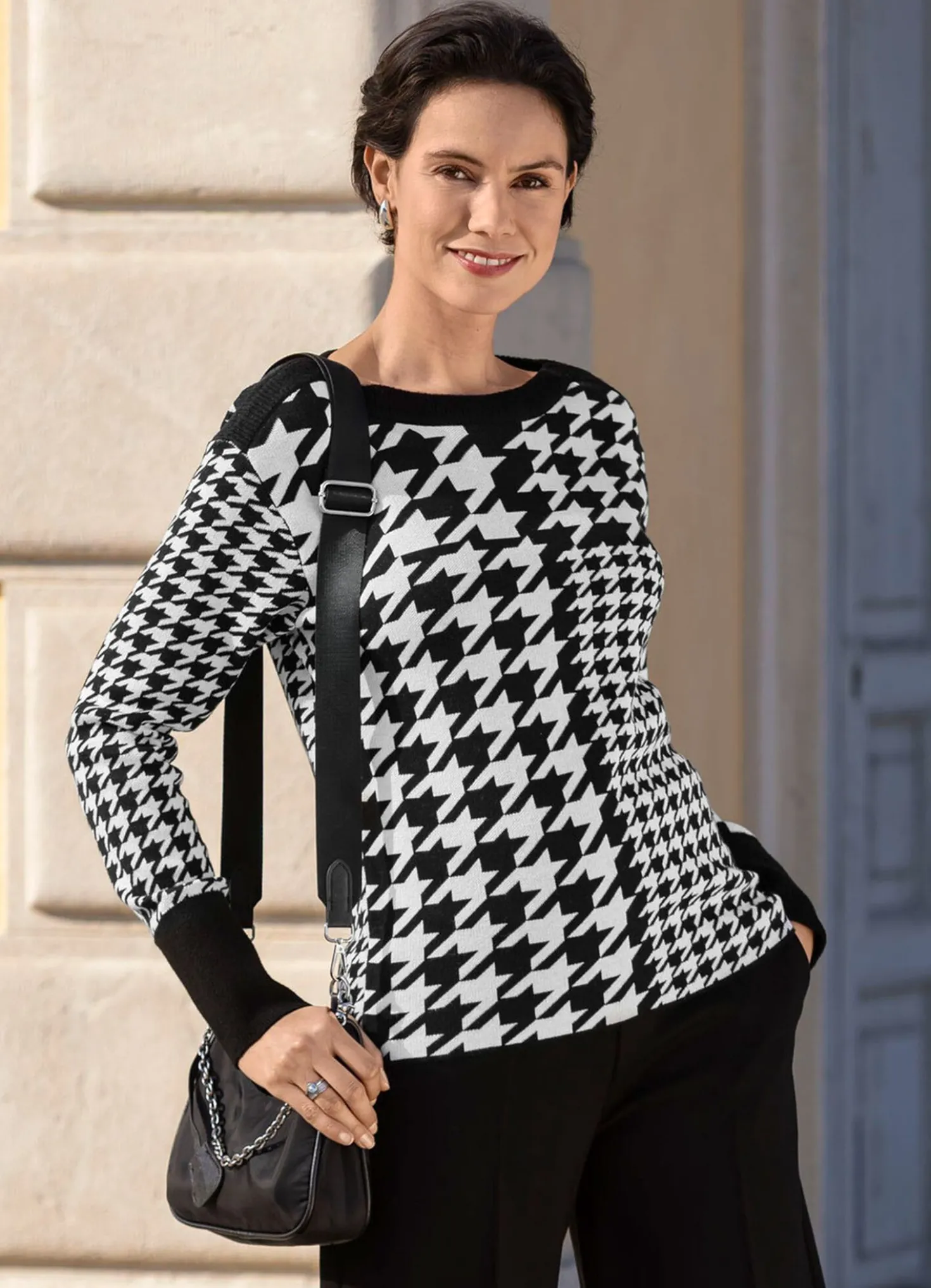 Pullover mit Hahentrittmuster