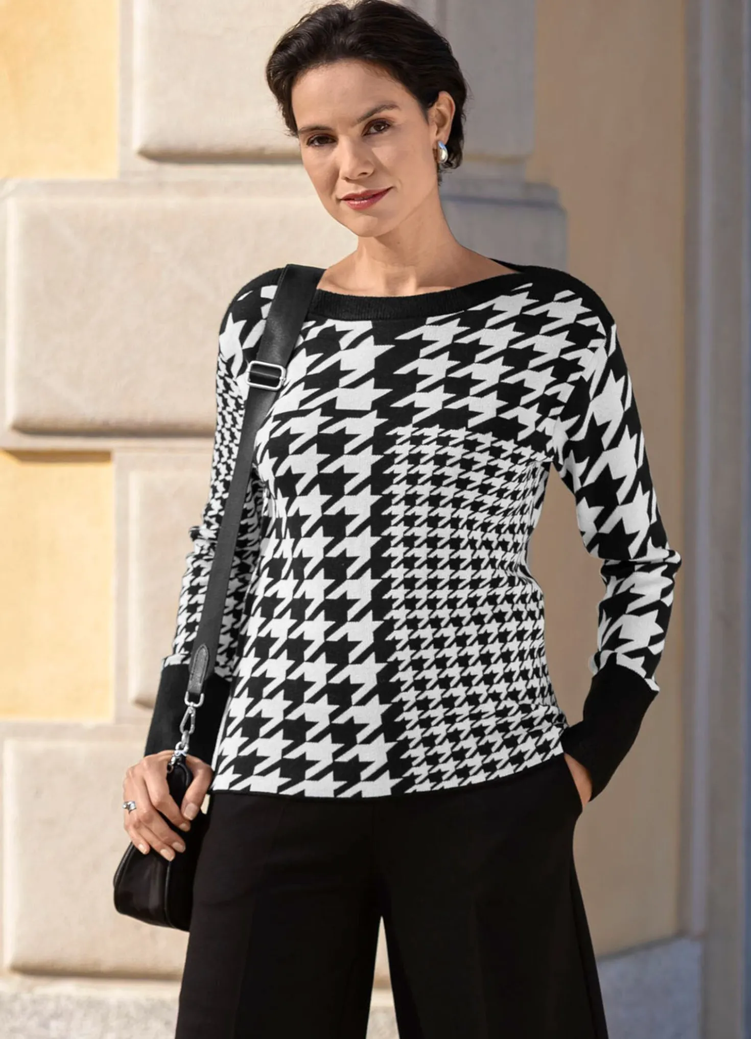Pullover mit Hahentrittmuster