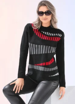 Pullover mit Jacquard-Vorderteil