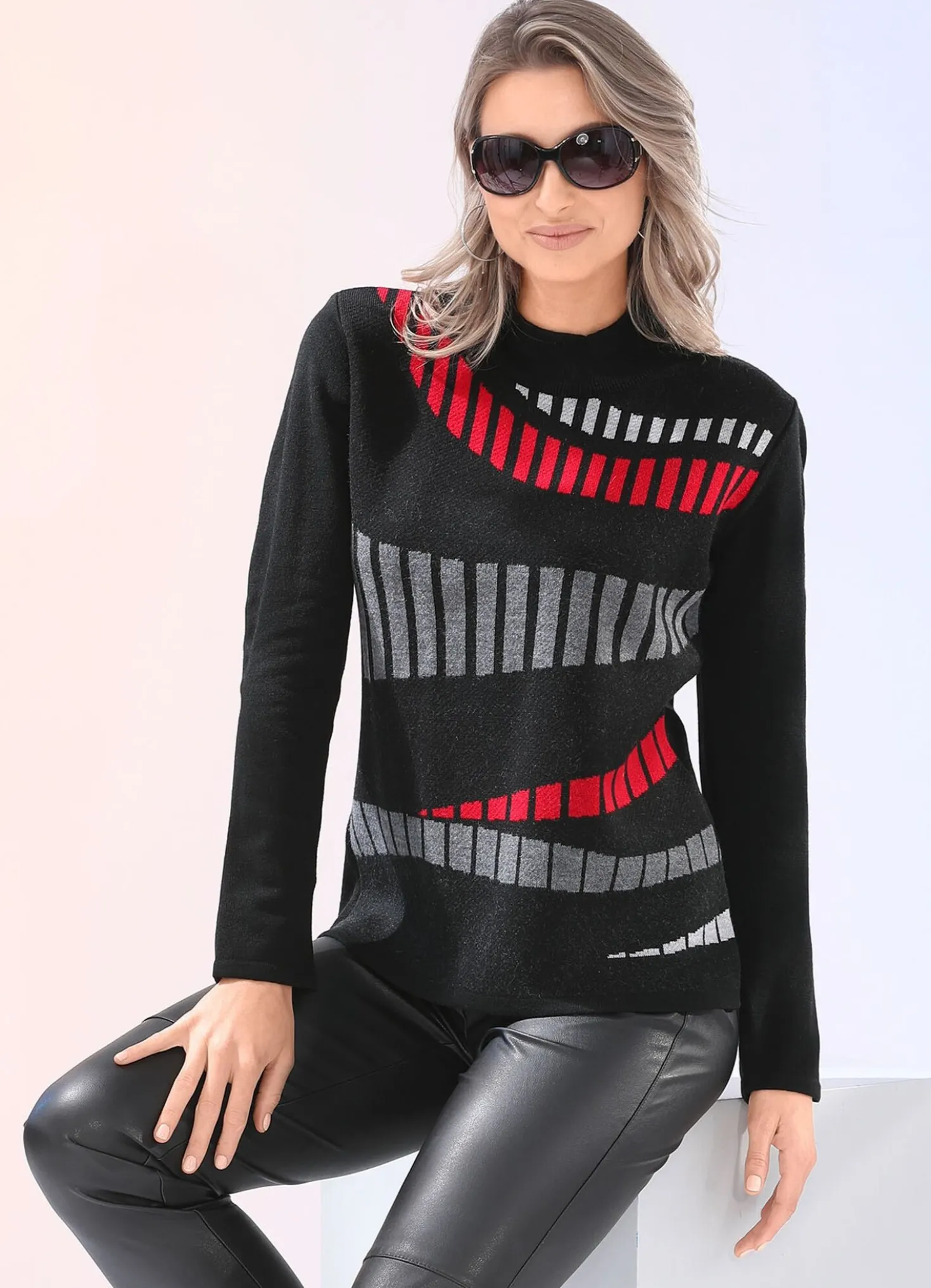 Pullover mit Jacquard-Vorderteil