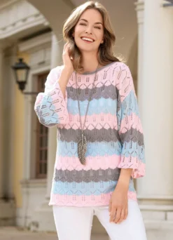 Pullover mit Mustermix im Blockringeldessin