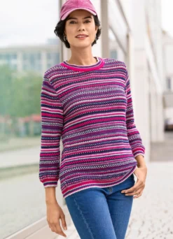 Pullover mit Mustermix im Ringeldessin