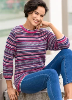 Pullover mit Mustermix im Ringeldessin