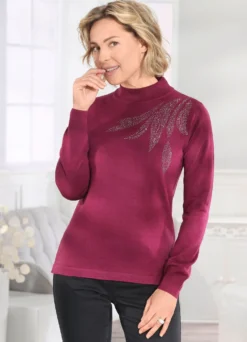 Pullover mit Plättchenzier und mit Schurwolle