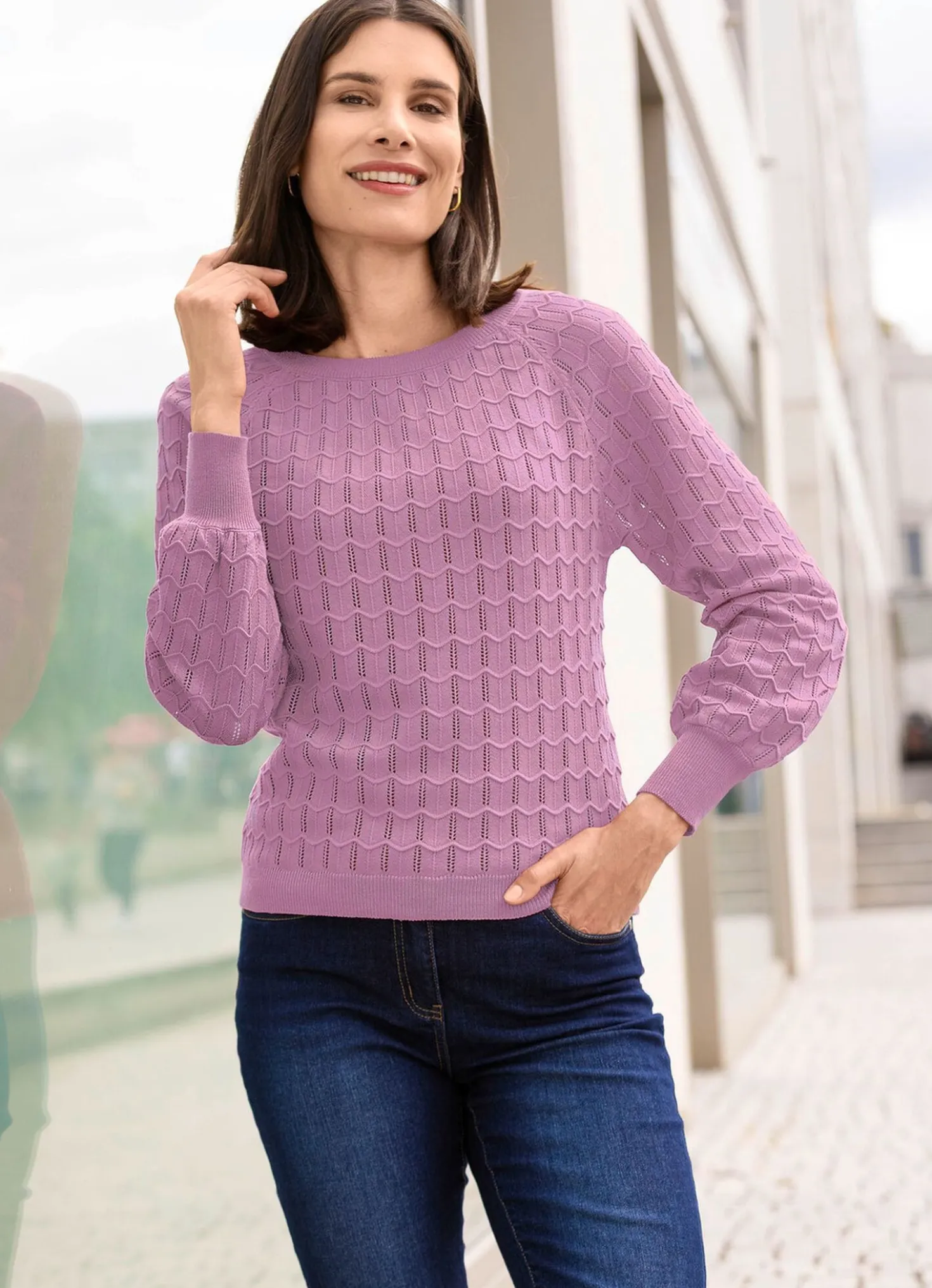 Pullover mit Raglanärmeln in leichter Ballonform