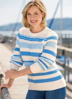 Pullover mit Ringeln in Strukturmix