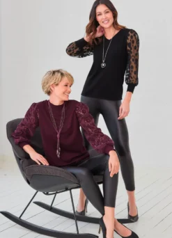 Pullover mit Ärmeln aus Spitze