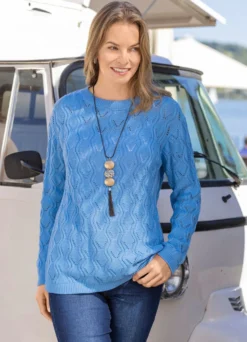 Pullover mit streckendem Wellendessin