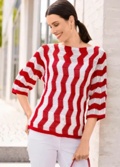 Pullover mit streckendem Wellendessin