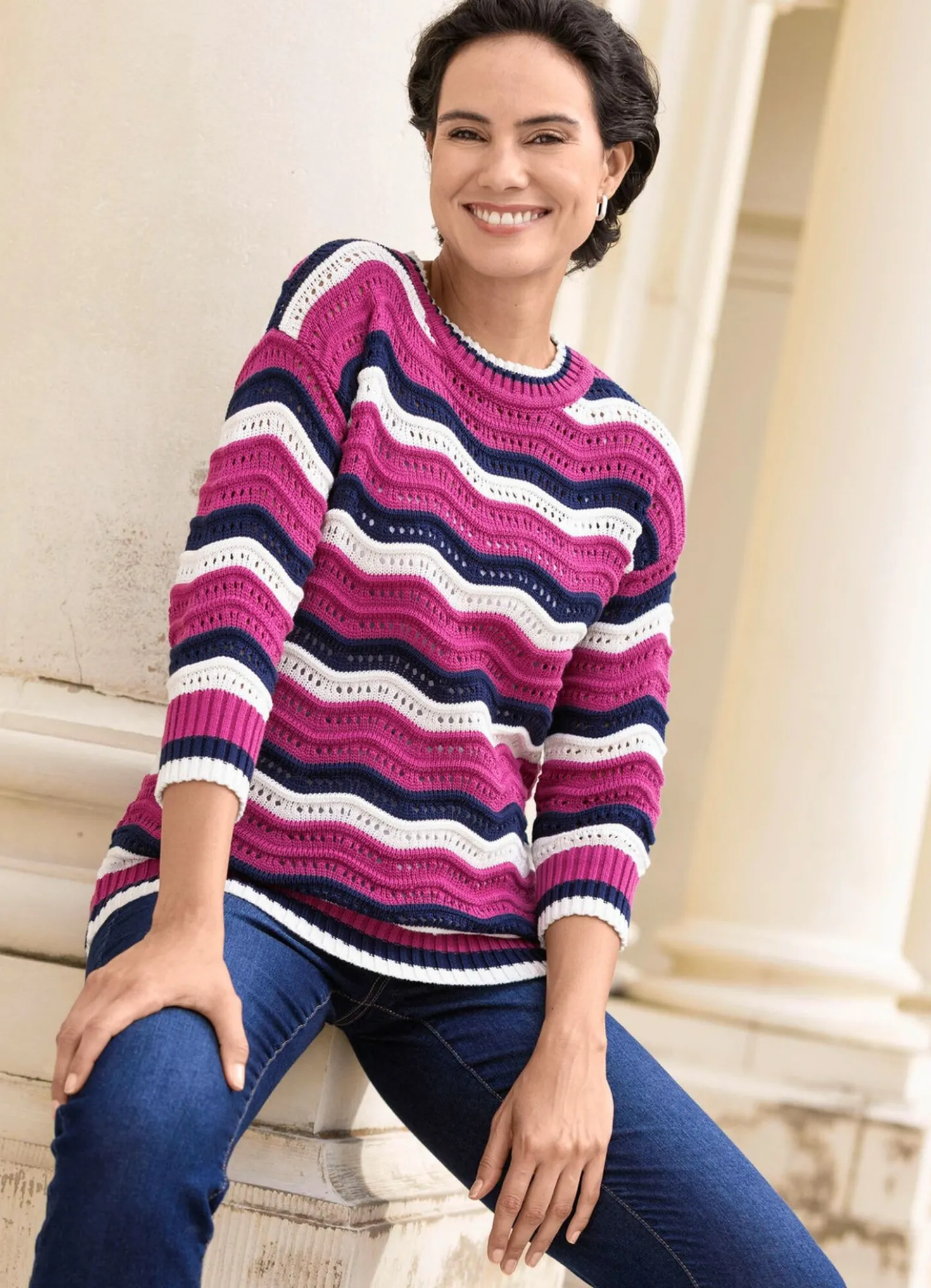 Pullover mit Wellen-Ringeldessin
