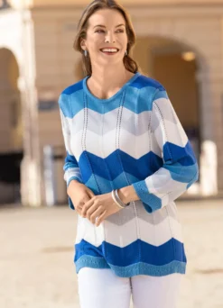 Pullover mit Zacken in Blockringeldessin