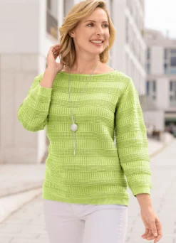 Pullover mit Zöpfchen- und Strukturstreifen