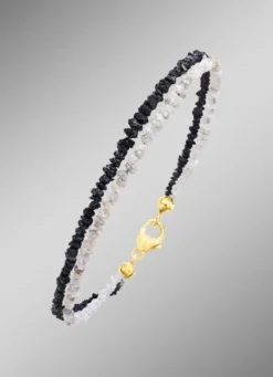 Raffiniertes Armband mit Roh-Diamanten in Hell- und Dunkelgrau