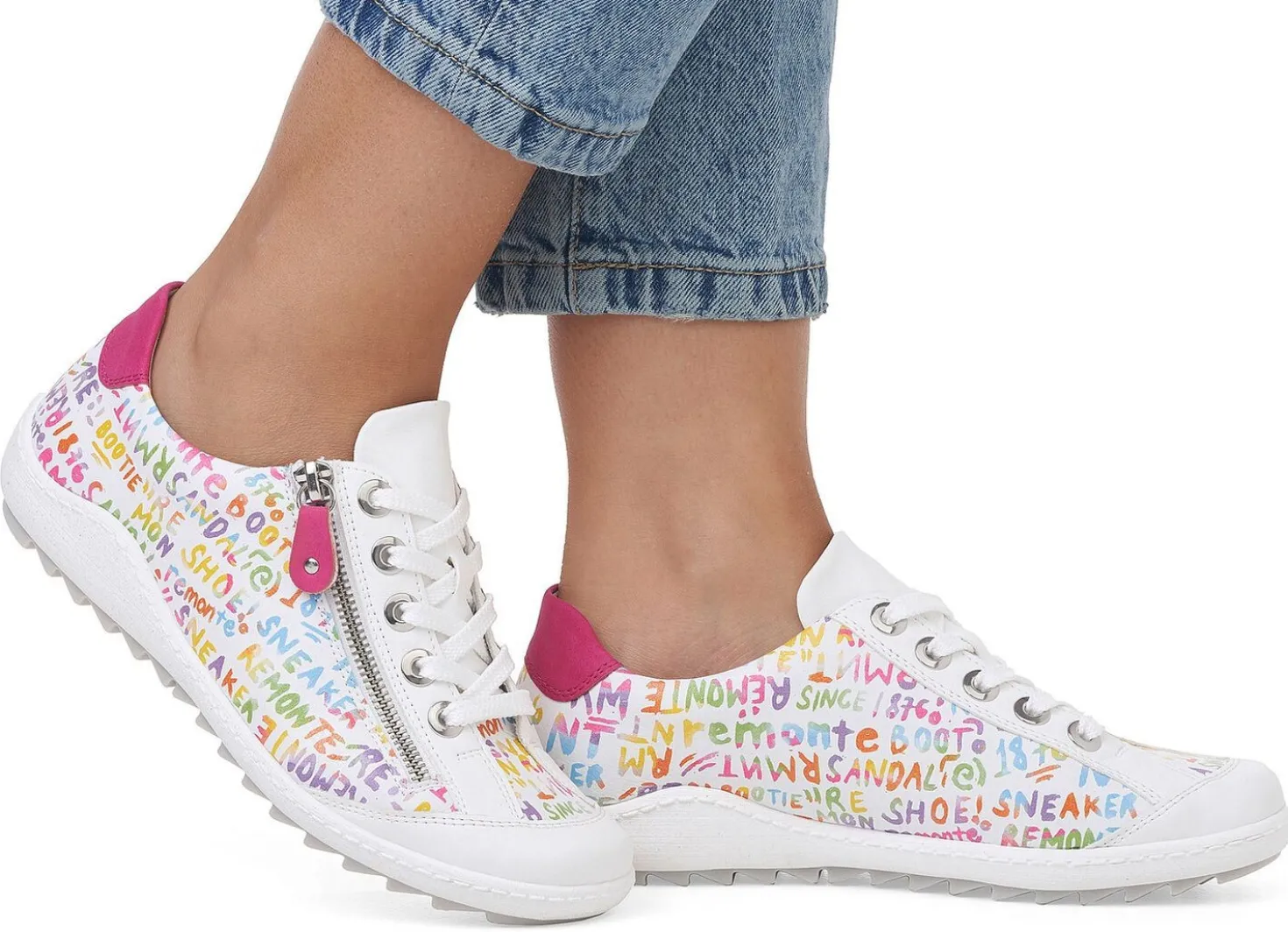 Remonte Sneaker aus beschichtetem, frech bedrucktem Leder