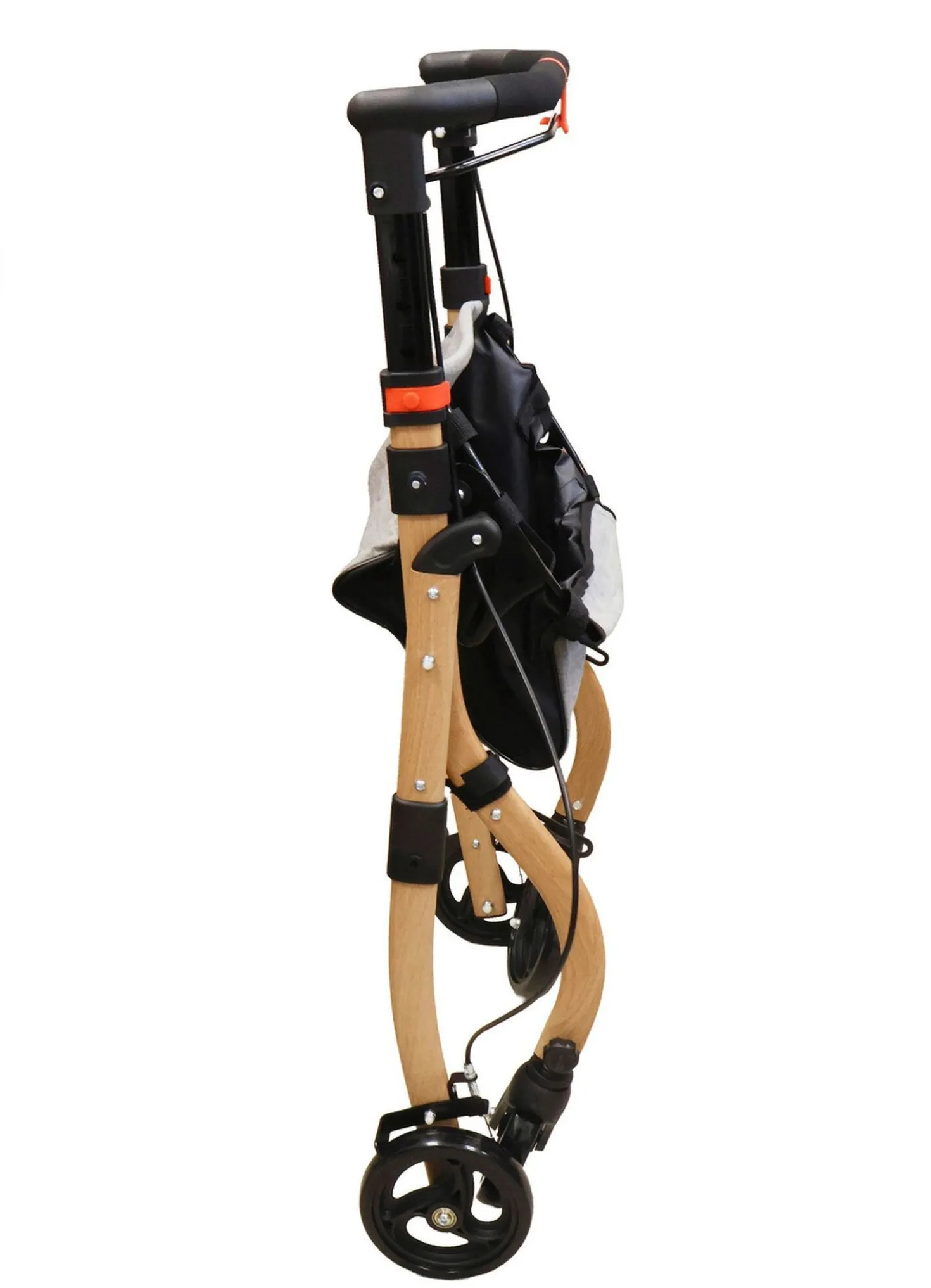 Rollator mit Einkaufstasche und Tablett