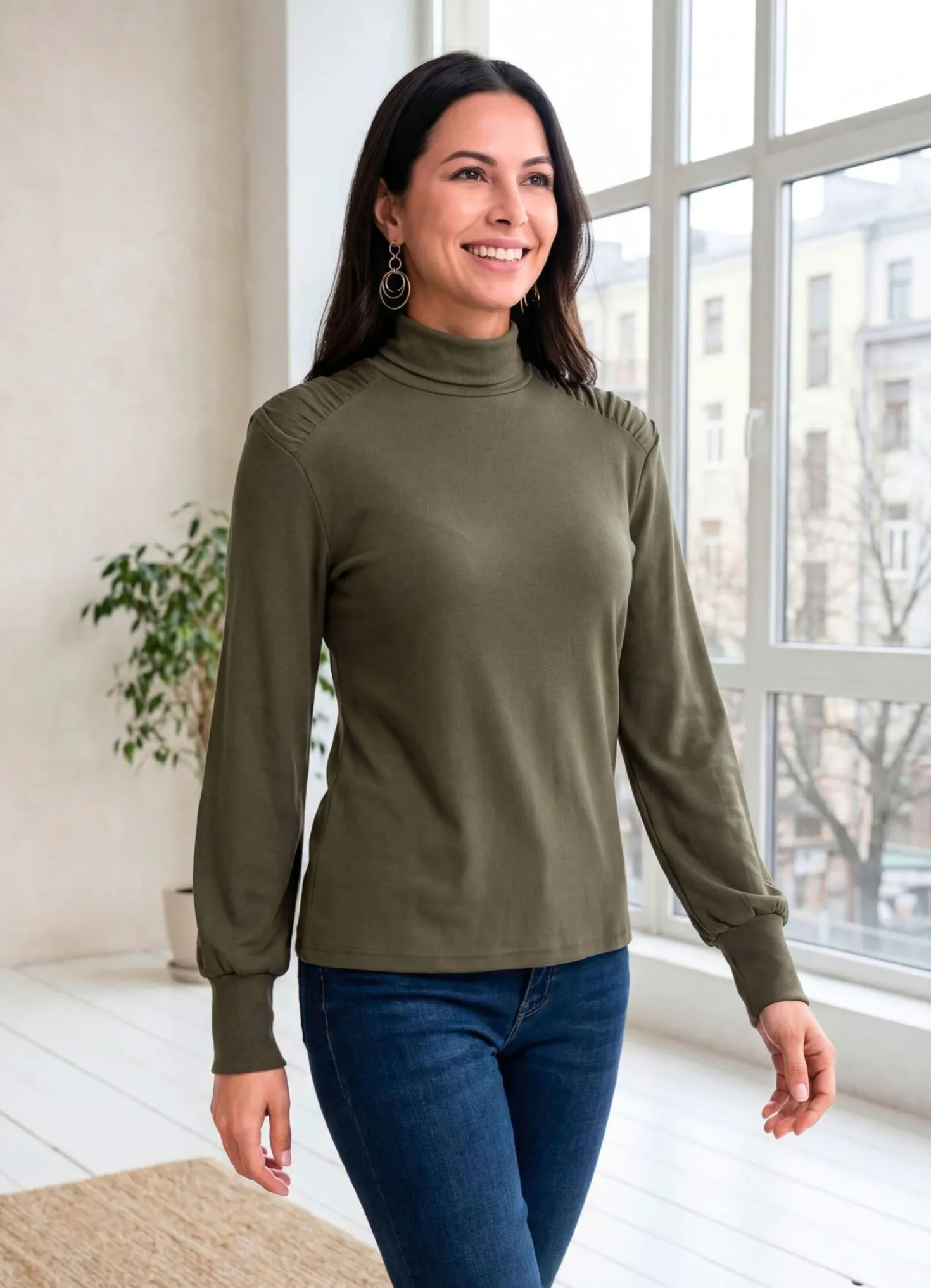 Rollkragenshirt mit langen Ärmeln