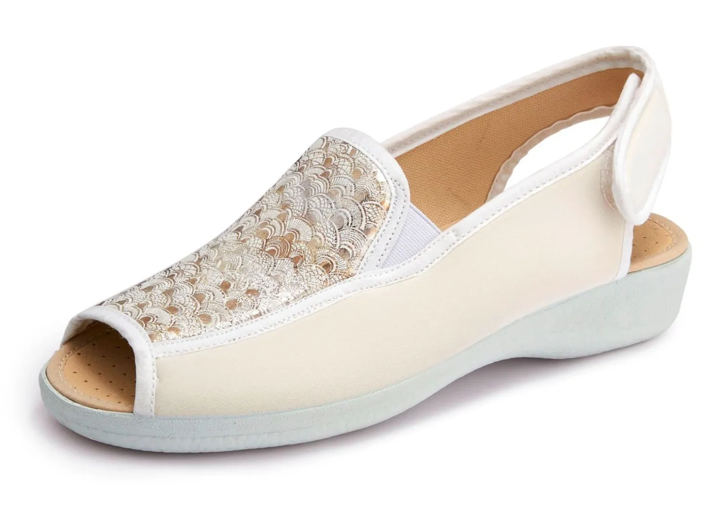 Sandale aus elastischem Textilmaterial