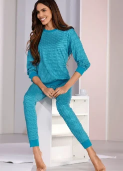 Schlafanzug aus Interlock, mit Bündchenabschlüssen