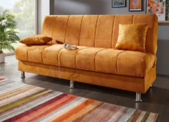 Schlafsofa mit Bettkasten und Dekokissen