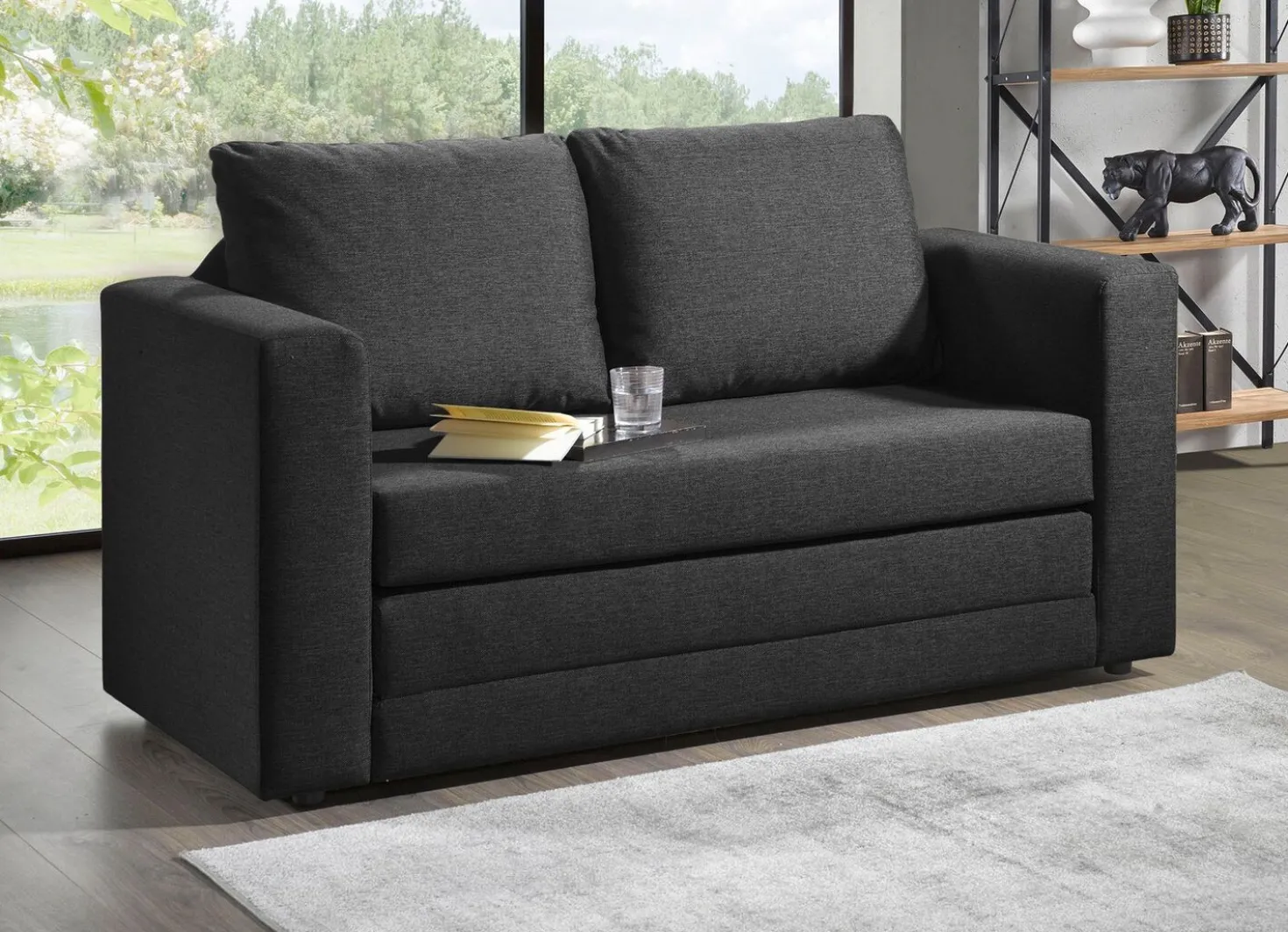 Schlafsofa mit 2 großen, weichen Rückenkissen