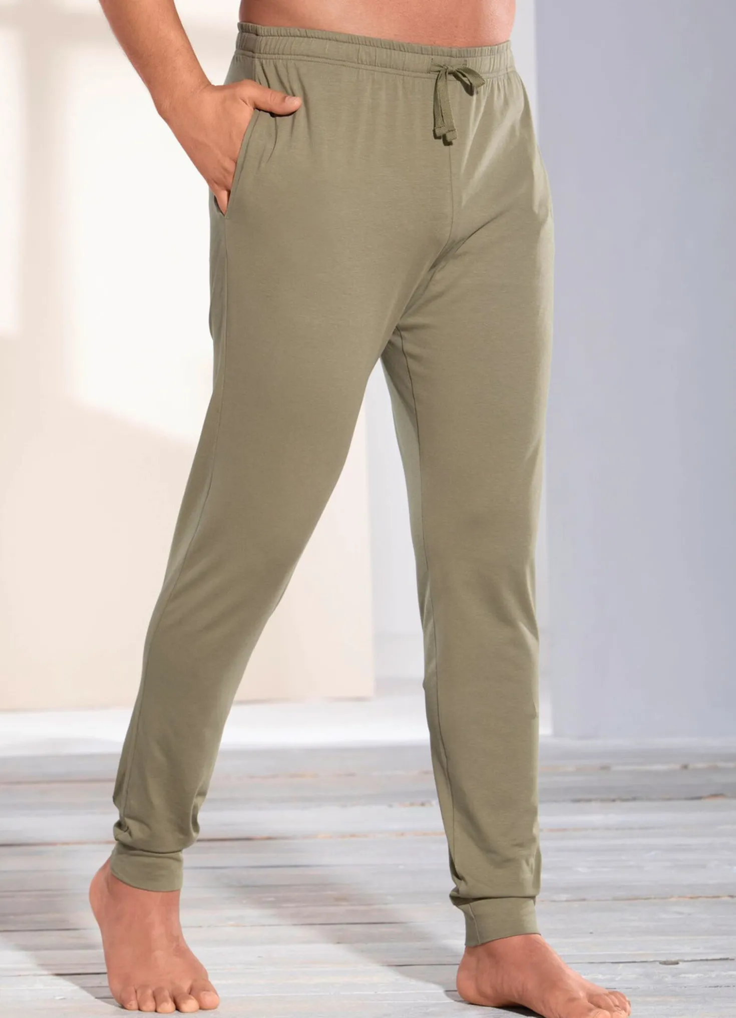 Schlaf- und Freizeithose mit Baumwolle (BIO), Bündchenabschlüssen und Durchzugsband