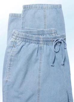 Schlupfjeans mit Gummibund und Kordelzug