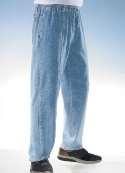 Schlupfjeans mit Gummibund und Kordelzug