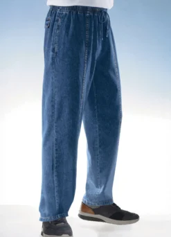 Schlupfjeans mit Gummibund und Kordelzug