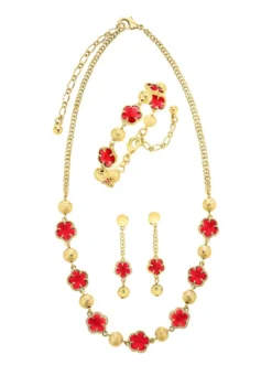 Schmuckset, 3-teilig, im Blumendesign