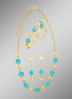 Schmuckset, 3-teilig, im Blumendesign