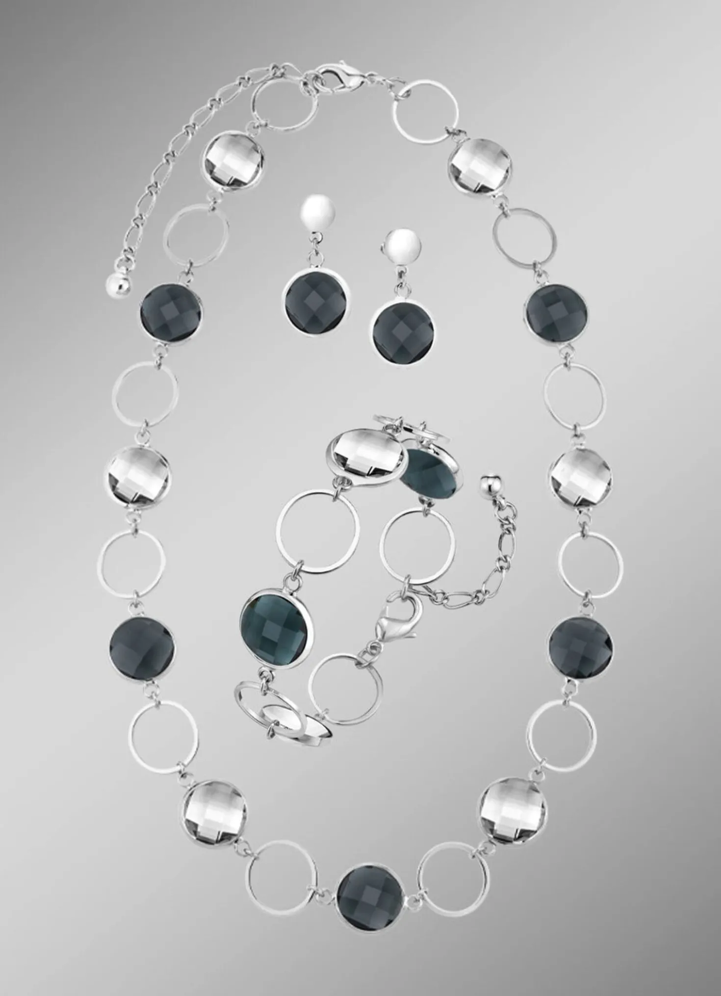 Schmuckset, 3-teilig, mit Kristallsteinen